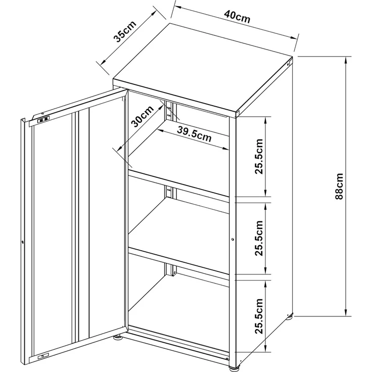 [en. casa] 'Burlöv' Metallschrank, Stahl, 88 x 40 x 35 cm, Gelb – Bild 3