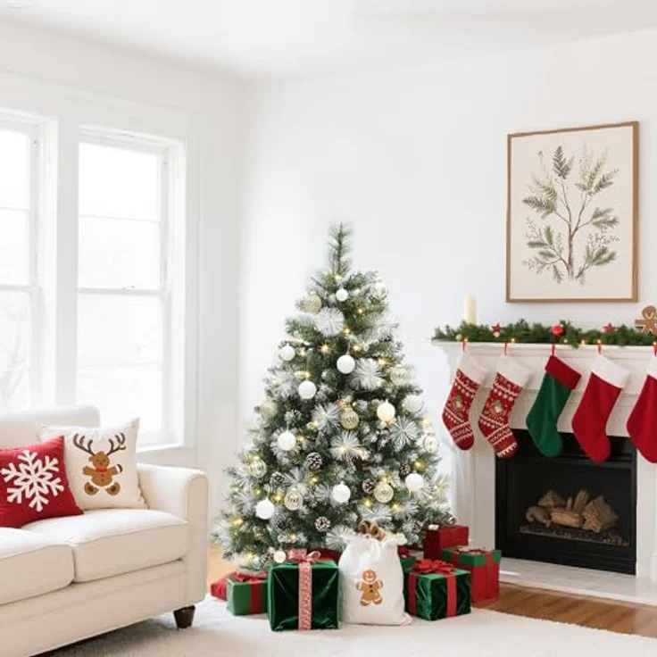 YITAHOME 140cm künstlicher Weihnachtsbaum »Scotch Pine« mit Fernbedienung – vorgeleuchteter Baum mit Zapfen, Nadeln und warmweißer/mehrfarbiger LED-Farbwechselbeleuchtung für Wohnzimmer & Büro – Bild 4