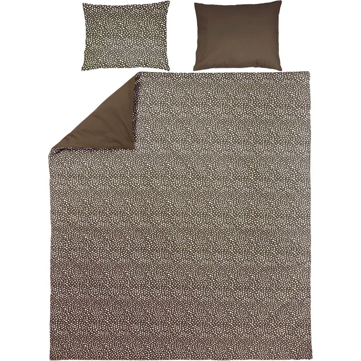 Meyco Home Cheetah/Uni Bettwäsche Doppelbett (Baumwolle, atmungsaktives Material, einfache Pflege, praktischer Einschlagstreifen, Maße: 200x200/220 cm), Schokolade