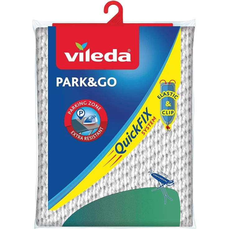 Vileda Park+Go, Bügelbrettabdeckung, Baumwolle, Schaum, Polyurethan, Schwarz, Rot, Abbildung, 45 cm, 130 cm – Bild 1