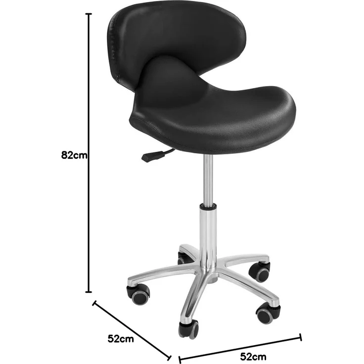 Physa Drehstuhl Friseurstuhl Rollhocker Kosmetikstuhl Arbeitshocker Hocker Schwarz, Schwarz – Bild 2