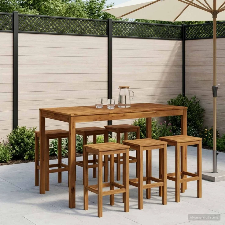 vidaXL Gartenbar-Tisch LAREN Natur 141 x 80,5 x 105 cm 901260 – Bild 1