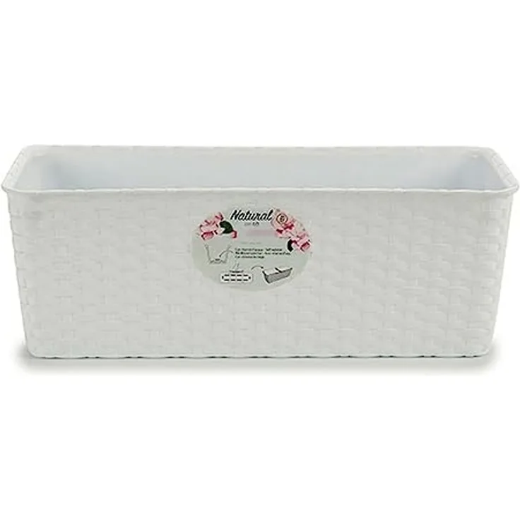 Blumenkasten Stefanplast Weiß Kunststoff natürlich (15,5 x 13,5 x 39 cm)