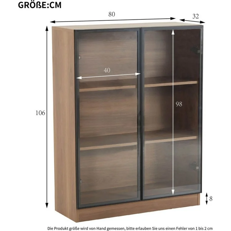 autolock Vitrine Moderne Glasvitrine mit LED-Beleuchtung und Aluminiumrahmen, 3 Ebenen (80x30x106 cm) Standvitrine Aufbewahrungsschrank für Wohn- und Esszimmer – Bild 1