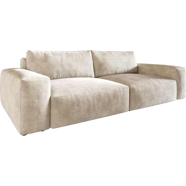 Delife 'Lanzo XL' Big-Sofa, Cord, 270x130 cm, Beige, ohne Hocker