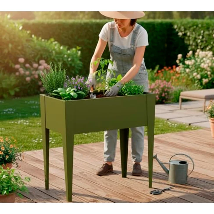 Westmann Vedura S | Metall Balkon Hochbeet | Olive – Bild 2