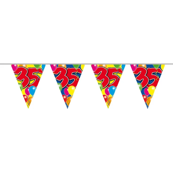 Folat 35. Geburtstag Wimpelkette mit Balloons-bunt-10 m