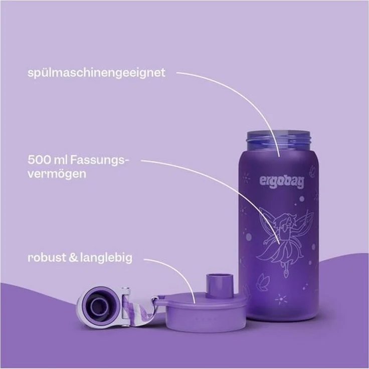 ergobag Trinkflasche Trinkflasche, auslaufsicher und kohlensäuregeeignet – Bild 1