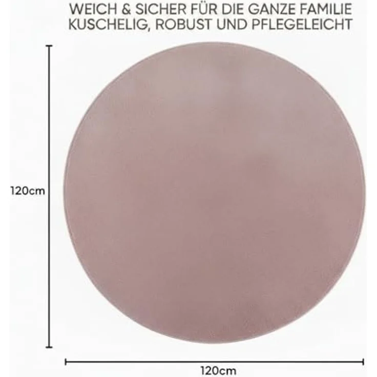 Jimri Moderner Teppich Wohnzimmer – Weich, Strapazierfähig & Pflegeleicht – Einfarbig Rosa, Rund & Rechteckig – Hochwertige Verarbeitung – Oeko-TEX Zertifiziert – Rosa, Rund 120 cm – Bild 2