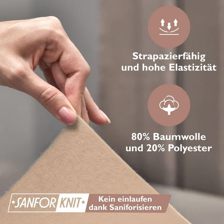 leevitex® Spannbettlaken für kalte Nächte – angenehm weich, passgenau, farbstark & pflegeleicht, Molton, Gummizug: rundum, (1 Stück), verschiedene Größen und Farben, 80% Baumwolle 20% Polyester, 40cm Steg – Bild 4