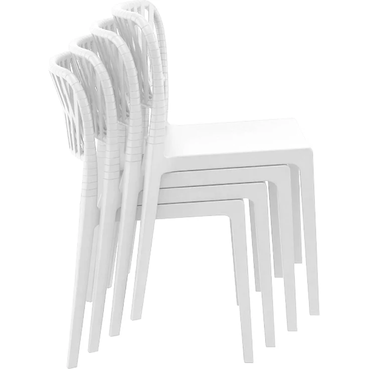 CLP 6er Set Gartenstühle stapelbar Portofino wetterfeste Kunststoffstühle,weiß – Bild 6