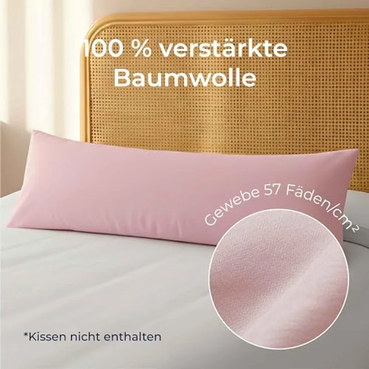 Dreamzie Kissenbezug 40x145 Baumwolle Renforcé (2er-Set) - Rosa - Dicht gewebt mit 57 Fäden/cm² - Kissenbezug 40x145 cm - Oeko Tex Zertifiziert – Bild 4