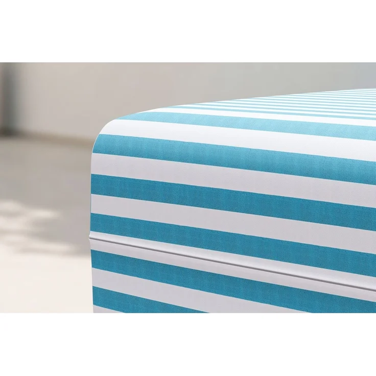 Gestreifter Outdoor-Pouf, weiß und blau – Bild 2