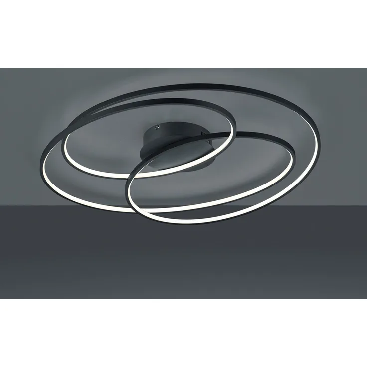 Trio Leuchten LED Deckenleuchte Gale 673918032, Metall Schwarz matt, inkl. 50 Watt, Switch Dimmer, 80x65 cm