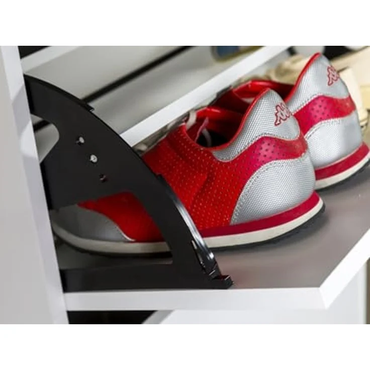 Composad | Schuhregal der Linie Espresso mit doppelter Tiefe und 3 Klappen, platzsparendes Schuhregal, Eingang, Abstellraum, Schuhregal, (BxHxT) 65 x 119,5 x 25 cm, Farbe Weiß, hergestellt in Italien – Bild 6