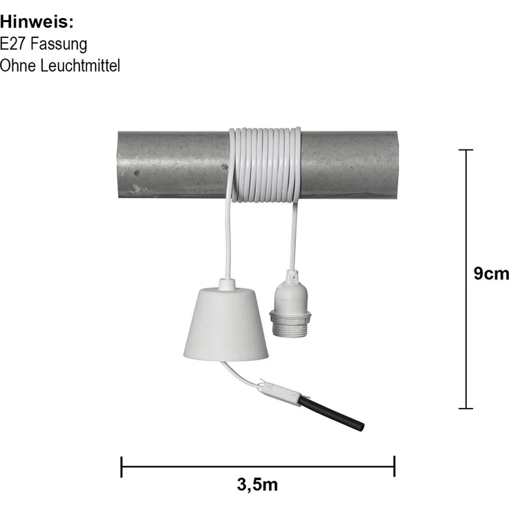 Lampenfassung E27 ,Basic mit Kabel und Baldachin, weiß, 350cm – Bild 2