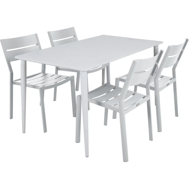 Gartenesstisch Nimes aus Aluminium, modern und rechteckig, weiß, 140x78 cm, für 4–6 Personen – Bild 3