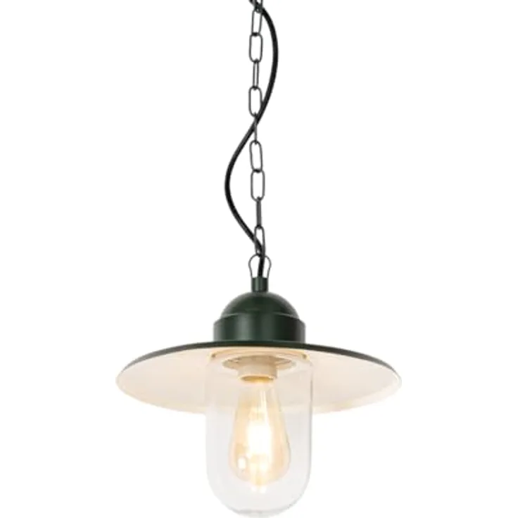 Qazqa Kansas, Moderne Pendelleuchte für den Außenbereich in Grün, max. 60W, IP44, dimmbar, E27 Fassung, 29.4 cm