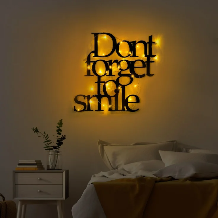Wallity 'Dont Forget To Smile 183' Dekoratives Wandaccessoire aus Metall, Schwarz, 70 x 67 cm – Bild 4