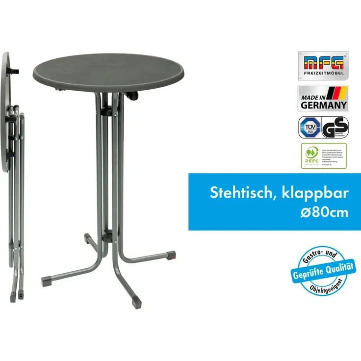 MFG Stehtisch klappbar mit wetterfester Melamin-Platte, MDF/Stahlrohr anthrazit, 110 x 80 cm – Bild 2