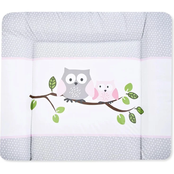 Julius Zöllner® Wickelauflage Softy 65x75 cm - weiche Wickelunterlage - Baby Wickeltischauflage - Folie, wasserdicht & abwischbar - Made in Germany - OEKO-TEX Standard 100 - Eulen rosa