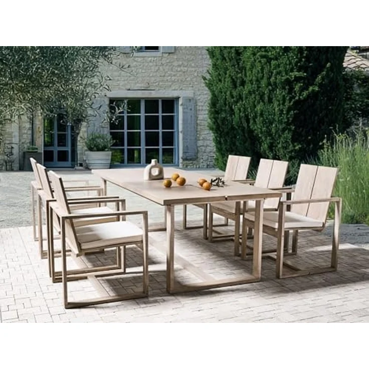 Beliani 'AZZANELLO' Gartenmöbel Set, 6-Sitzer, Akazienholz cremeweiß – Bild 2