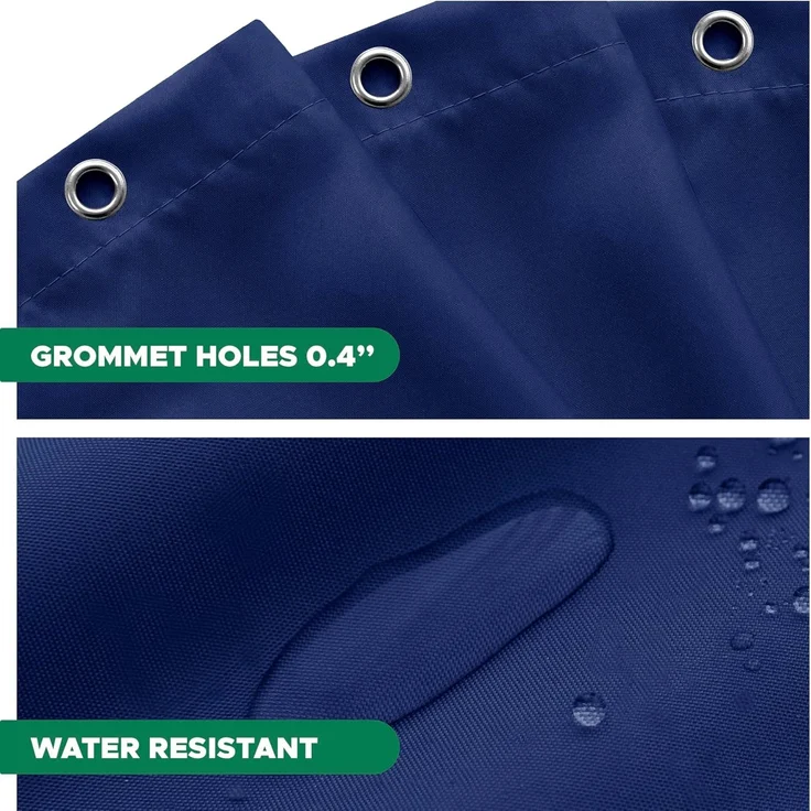 Hotel Stoff Duschvorhang 183 × 183 cm Navy Blau, Wasserabweisend, Waschbar, Gewichteter Saum – Bild 3