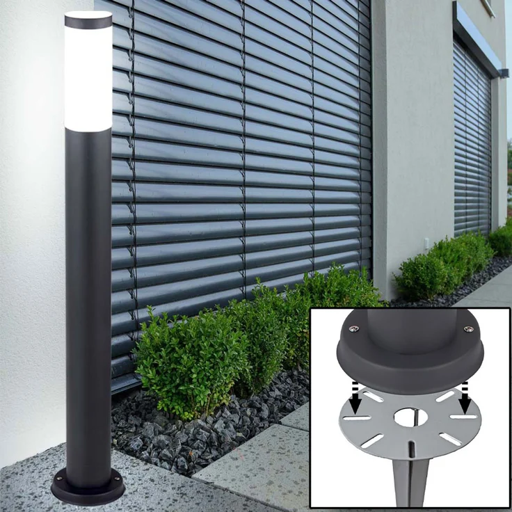 LED Stehleuchte, Edelstahl anthrazit mit Erdspieß – Bild 2