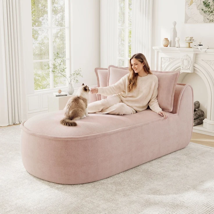 ZUBALIYA SchlafSofa mit Chenille - Bezug, mit breiten Armlehnen, mit Schaumstoffpolsterung, aus Chenille, für Wohnzimmer und Apartments – Bild 3