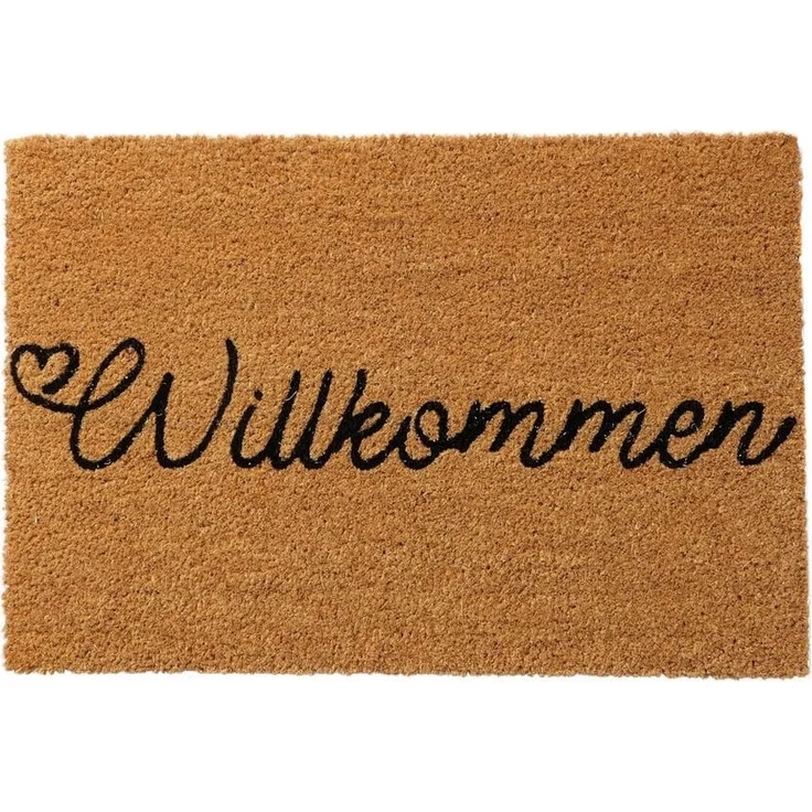 BOLTZE Fußmatte Fußmatte WILLKOMMEN natur mit schwarzer Schrift 60x40cm Kokosfaser und – Bild 1