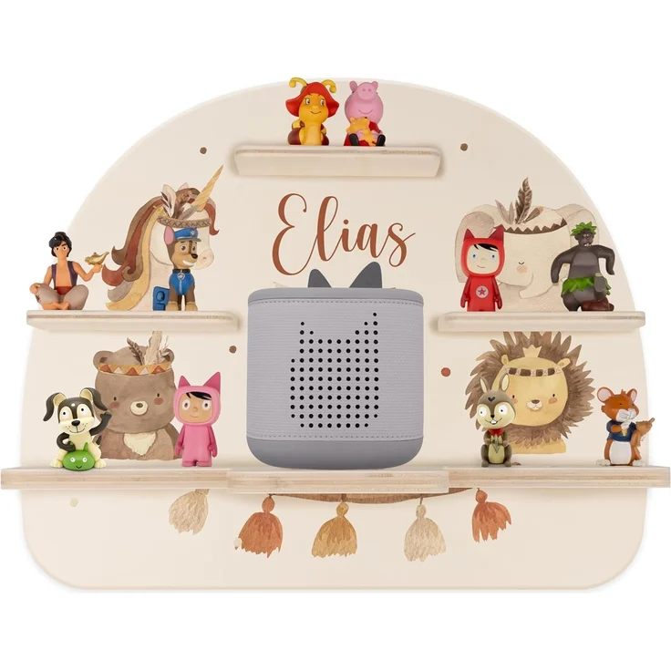 Kidsmood - Tonie Regal personalisiert mit Namen – Wandregal für Toniebox 2 & Figuren | Abgerundete Ecken & Kanten Inkl. Metallplättchen für Tonie Hörfiguren | Kinderzimmer Regal für Mädchen & Jungen – Bild 1