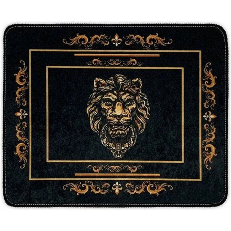 Belle Arti Badematte Luxus Badvorleger Duschvorleger Badteppich Antirutsch schwarz gold, rutschhemmend, fußbodenheizunggeeignet, Polyester, Badematte Set Löwe Amphore Krone, rutschfest, weich, saugstark – Bild 1