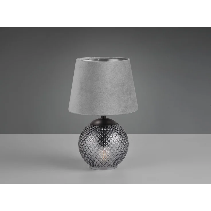 TRIO Leuchten Schreibtischlampe JONNA, Tischlampe mit beleuchtetem Glasfuß und Samt Schirm exkl 2xE14, Ein-/Ausschalter, Leuchtmittel wechselbar, warmweiß - kaltweiß, Leuchtmittel wechselbar max 10W, Schnurschalter Höhe 29cm Ø 18cm – Bild 6