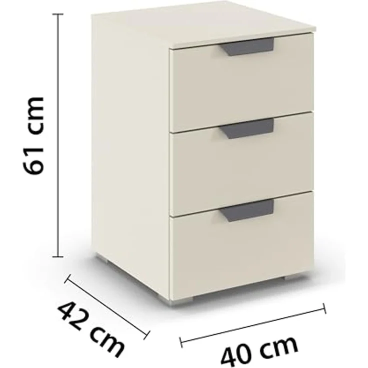rauch Aditio Box, Nachttisch, 3 Schubladen, mit Softclose-Funktion, Farbe Beige, BxHxT 40x61x42cm – Bild 3