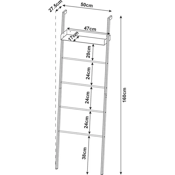 Leiterregal Øksnes 160x50x27,5 cm Weiß [en. casa] – Bild 2