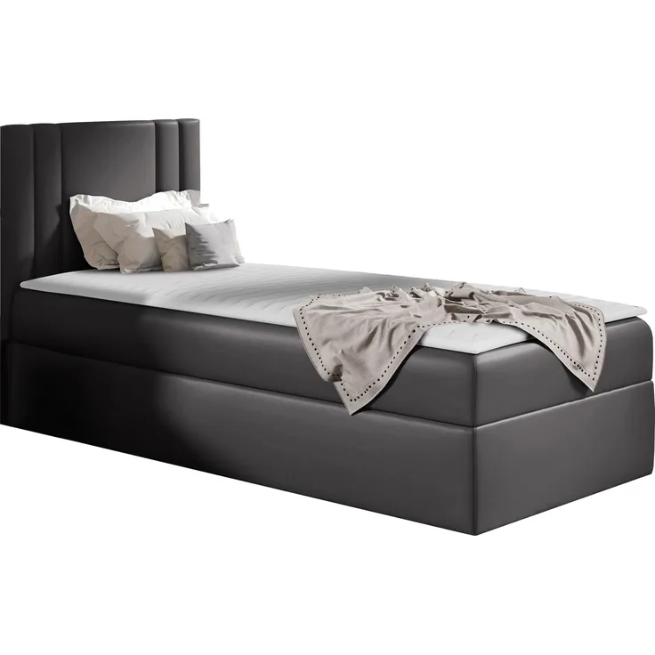 Boxspringbett 'Harlon Mini' links, dunkelgrau, 90x200 cm