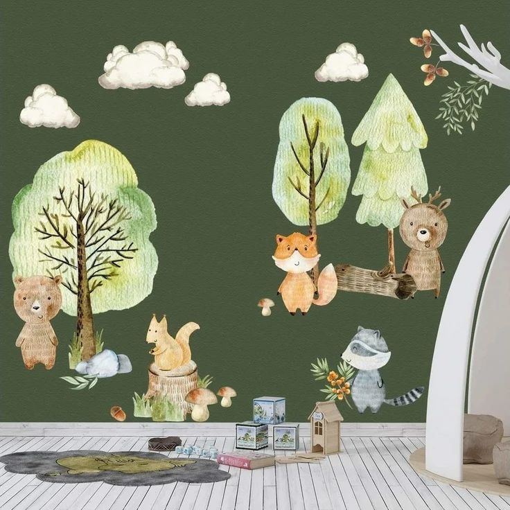 Sunnywall Wandtattoo XXL Wandtattoo Kinder Woodland Set Kinderzimmer Waldtiere – Bild 2
