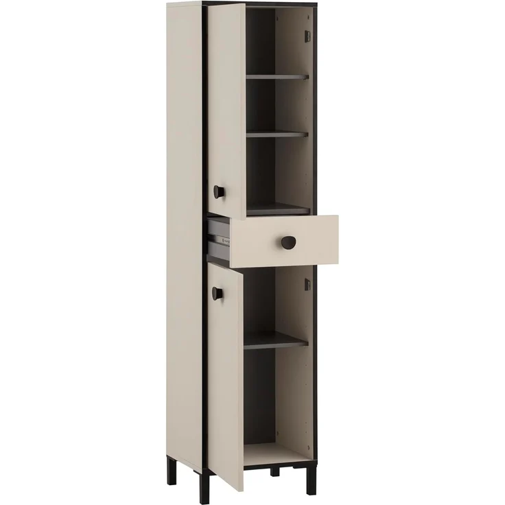 Schildmeyer Badmöbel-Set Edda 702056, Spiegelschrank, Waschbeckenunterschrank, Hochschrank, cremebeige – Bild 7
