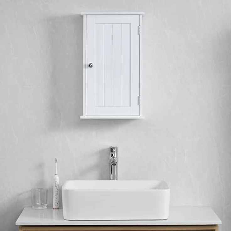 Bath Vida Priano Badezimmerschrank mit 1 Tür, Wandmontage, Aufbewahrungsregal, weiß – Bild 5