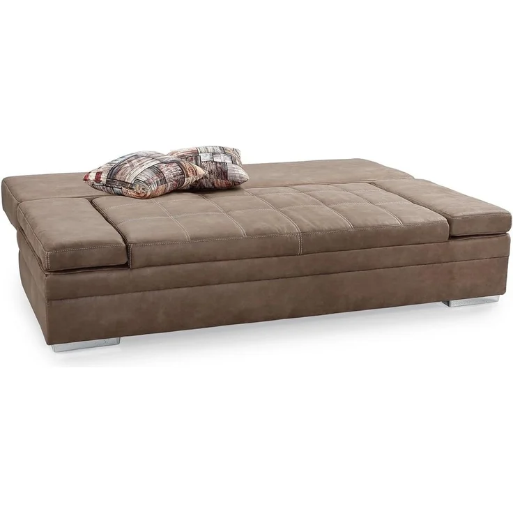 Schlafsofa Armlehnen verstellbar Bettkasten Couch Steppung Antiklederoptik Braun – Bild 10