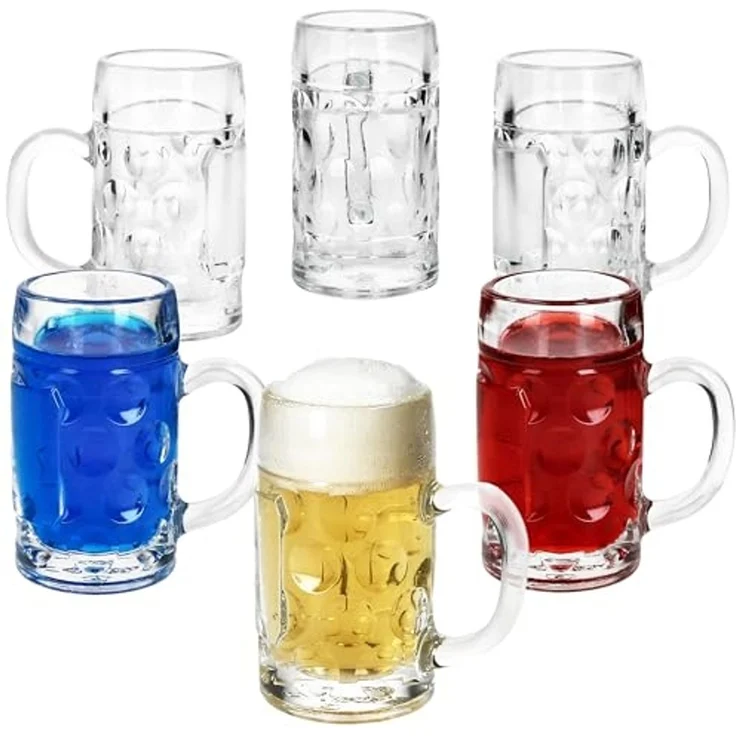 MamboCat Schnapsglas 6x Mini-Maßkrug Schnapsgläser 4cl geeicht Shot-Glas Stamper Henkel, Glas – Bild 1
