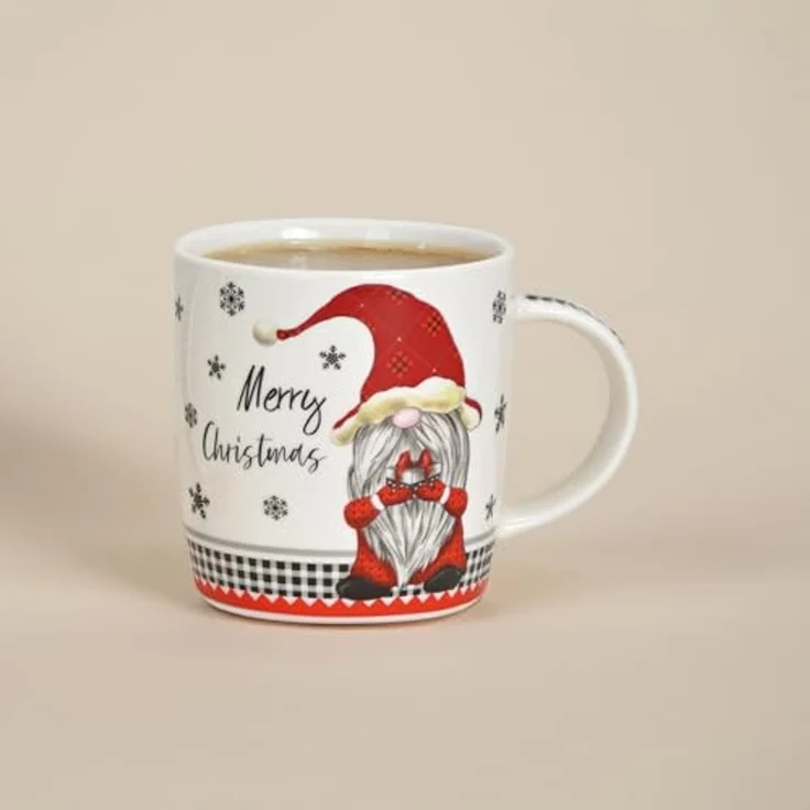 matches21 HOME & HOBBY Tasse Weihnachtstassen 2er Set mit Spruch Merry Christmas Wichtel, 2-tlg, Porzellan, Tee Kaffee-Becher, Weihnachten, modern, grau weiss rot, 340 ml – Bild 6