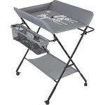 Baby Wickelkombi - klappbare Wickelkommode, mobiler Wickeltisch mit Wickelauflage, Sicherheitsgurt und Ablagefächern, platzsparend & stabil (Grau)