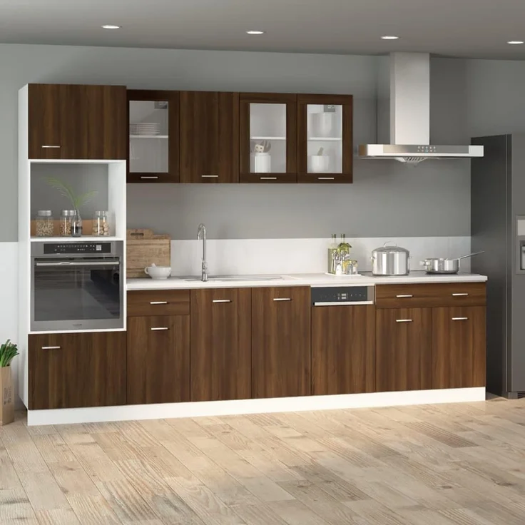 vidaXL Unterschrank, Küchenschrank mit Schublade 2 Fächern, Geschirrschrank für Küche, Küchenunterschrank Schrank Küchenmöbel, Braun Eichen-Optik – Bild 2