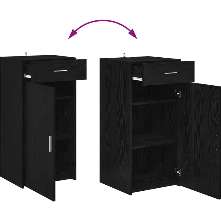 vidaXL Sideboard Schwarz Eichen-Optik 45 x 42,5 x 93 cm Holzwerkstoff 883149 – Bild 12