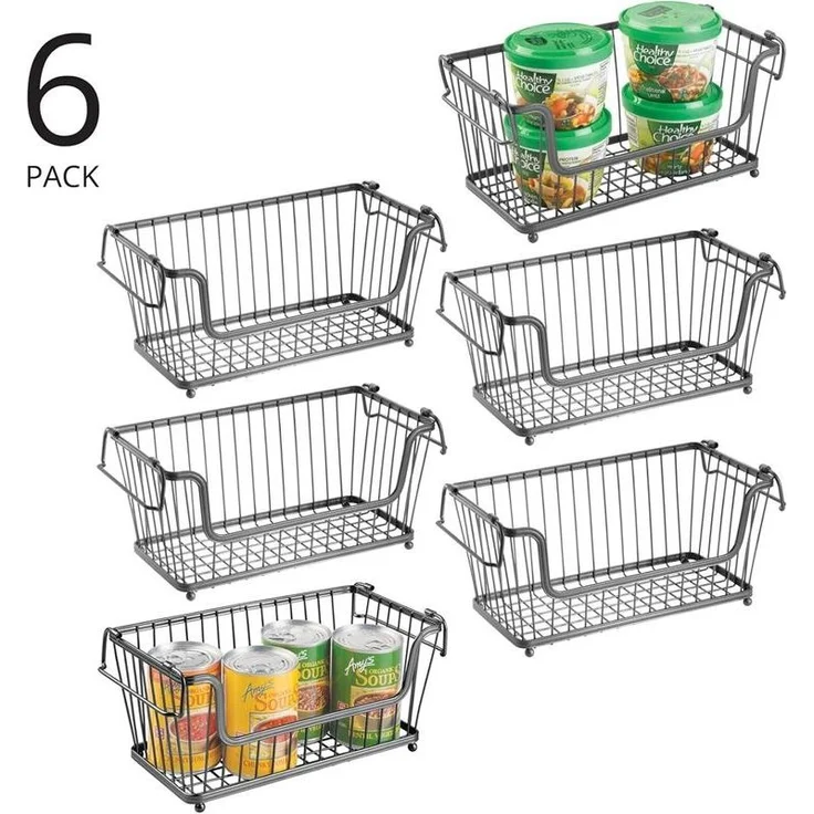 mDesign Ablagebox Drahtkorb Gitterbox Aufbewahrung Organizer 6er Set Metall Grau – Bild 4