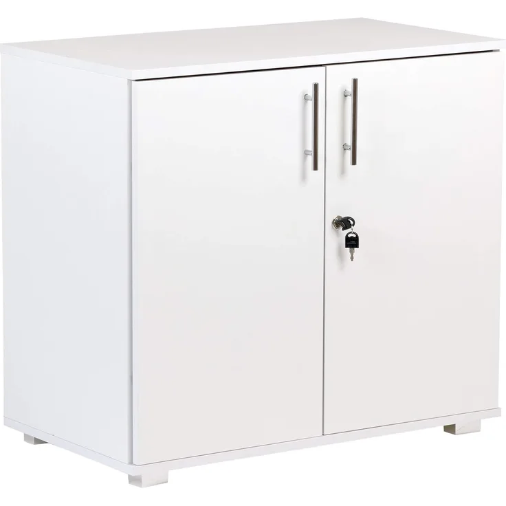 MMT Furniture Designs Ltd / Weißer Büroschrank / Schrank Bücherregal Mit Schloss, Höhe 73 cm, 2 Türen, Weiß