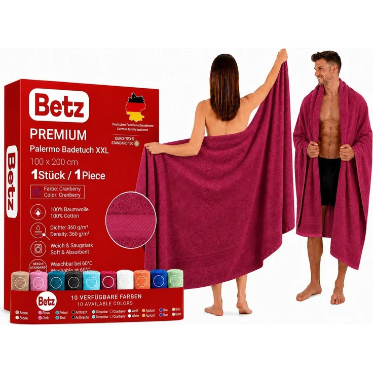 Betz Badetuch XXL 100x200 cm Palermo Saunatuch & Strandtuch Pflegeleicht & saugstark, 100% Baumwolle (1 Stück, 1-St) – Bild 1