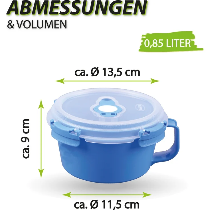 Vorratsdose für Lebensmittel ( 850 ml ) - Blau - Frischhaltedosen Frühstücksschale, BPA-Frei luftdicht, Aufbewahrungsbox Meal Prep Box, Schale – Bild 3