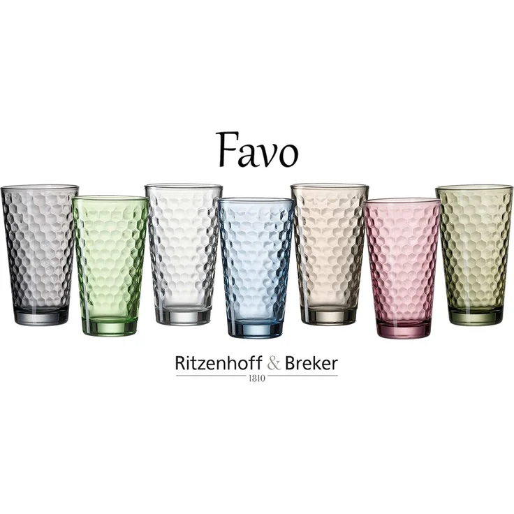 Ritzenhoff & Breker Favo Longdrinkglas 400 ml transparent 6er Set – Bild 4